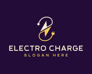 Electric Plug Lightning Bolt logo design