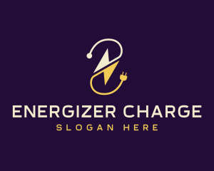 Electric Plug Lightning Bolt logo design