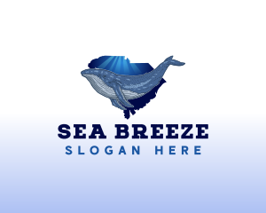 South Carolina Map Blue Whale logo design