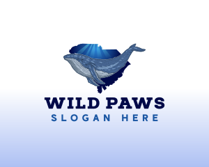 South Carolina Map Blue Whale logo design