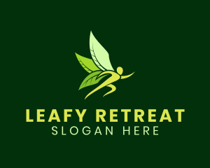 Wellness Leaf Wing logo design