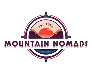 Compass Mountain Sunset logo design