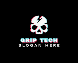 Thunder Skull Glitch logo design