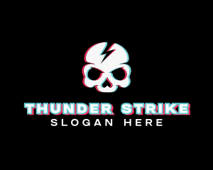 Thunder Skull Glitch logo design