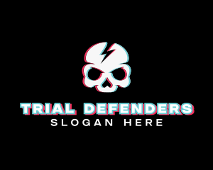 Thunder Skull Glitch logo design