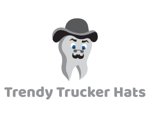 Hat Mustache Tooth logo design