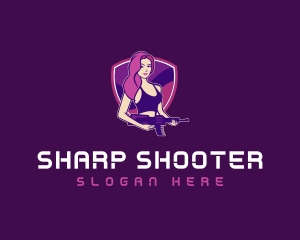 Esports Female Gunner logo design