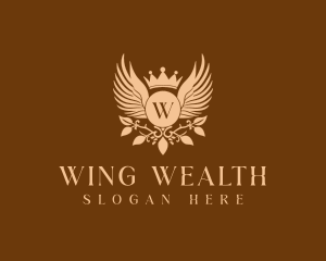 Crown Wings Wreath logo design