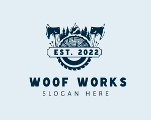 Axe Wood Logging Forest logo design