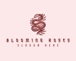 Ornamental Rose Snake logo design