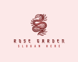 Ornamental Rose Snake logo design