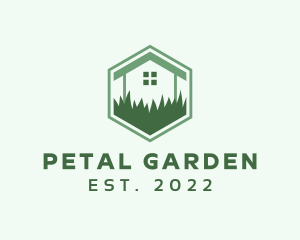 House Leaf Grass Lawn logo design