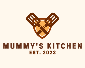 Kitchen Spatula Shield logo design