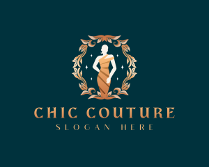 Luxury Woman Fashionista Dress logo design