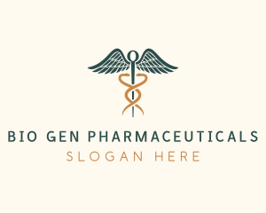 Healthcare Caduceus Staff logo design