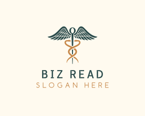 Healthcare Caduceus Staff logo design