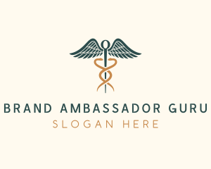 Healthcare Caduceus Staff logo design