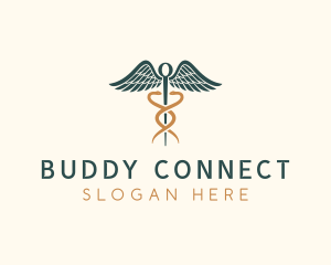 Healthcare Caduceus Staff logo design