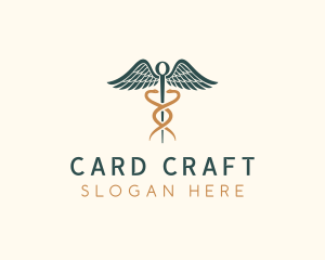 Healthcare Caduceus Staff logo design