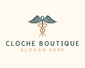 Healthcare Caduceus Staff logo design