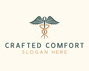 Healthcare Caduceus Staff logo design