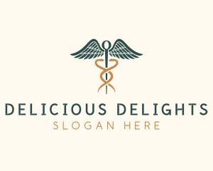 Healthcare Caduceus Staff logo design