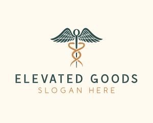 Healthcare Caduceus Staff logo design