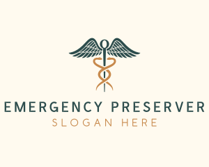 Healthcare Caduceus Staff logo design