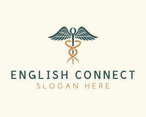 Healthcare Caduceus Staff logo design