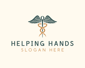 Healthcare Caduceus Staff logo design