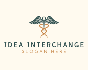 Healthcare Caduceus Staff logo design