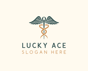 Healthcare Caduceus Staff logo design