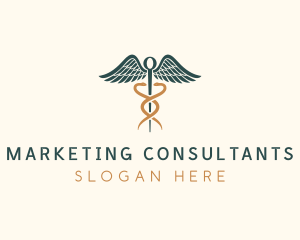 Healthcare Caduceus Staff logo design