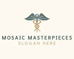 Healthcare Caduceus Staff logo design