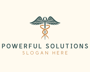 Healthcare Caduceus Staff logo design