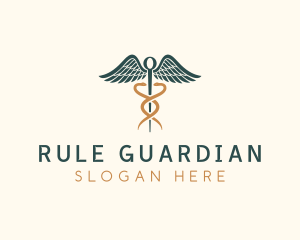 Healthcare Caduceus Staff logo design