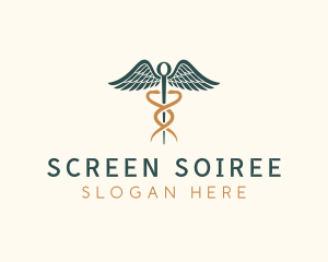 Healthcare Caduceus Staff logo design