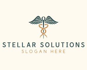 Healthcare Caduceus Staff logo design