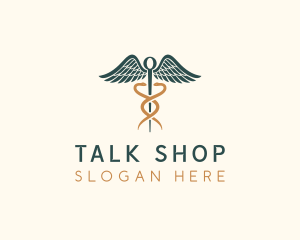 Healthcare Caduceus Staff logo design