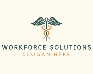 Healthcare Caduceus Staff logo design