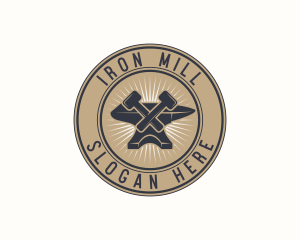 Iron Anvil Badge logo design