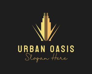 Gold Building Skyscraper logo design