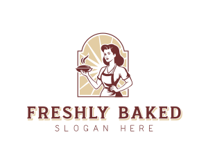 Woman Baking Pie Pastry logo design