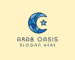 Blue Arabic Moon Star logo design