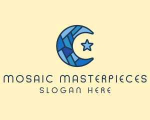 Blue Arabic Moon Star logo design