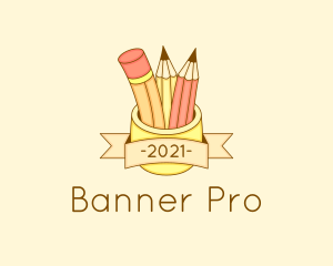 Pencil Organizer Banner logo design