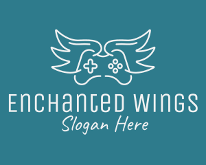 Winged Gamer Joystick  logo design