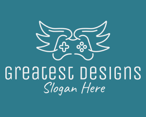 Winged Gamer Joystick  logo design