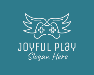 Winged Gamer Joystick  logo design