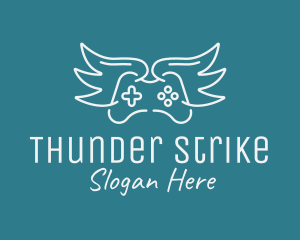 Winged Gamer Joystick  logo design